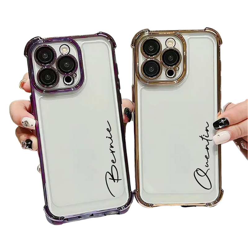 【カスタムシリーズ】名入れOK ソフトTPU×メタリックエッジ スマホケース|iPhone対応 #250321