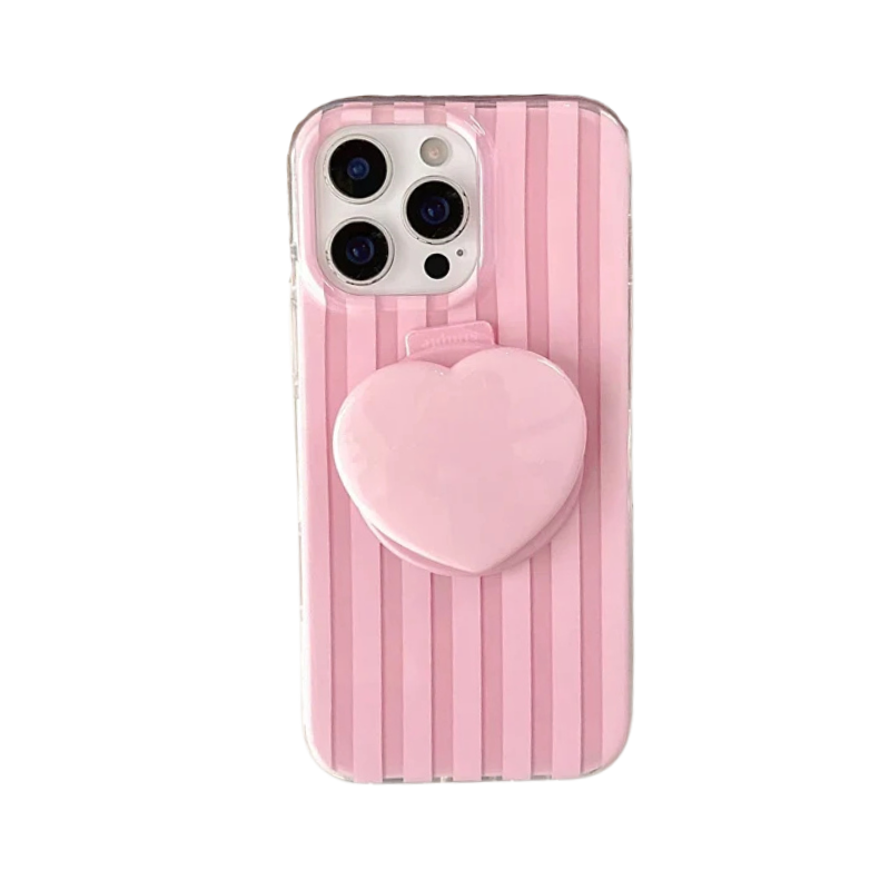 【Heart Grip Clear Stripe Case】ハートグリップクリアストライプケース|iPhone対応 #250223