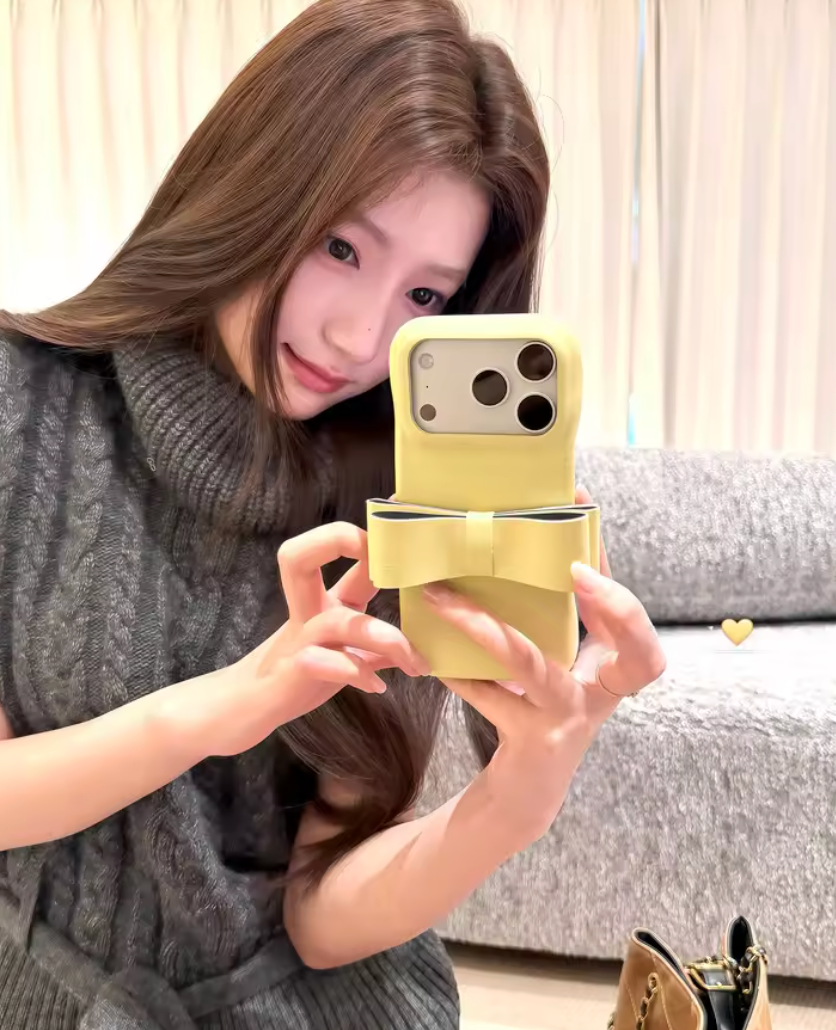 【リボンデザイン】デニム調 立体リボン iPhoneケース|iPhone対応 #260126
