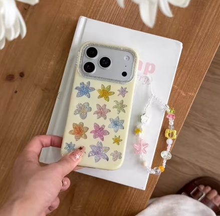 【カラフル】 ラメフラワー iPhoneケース|キラキラデザイン #230821
