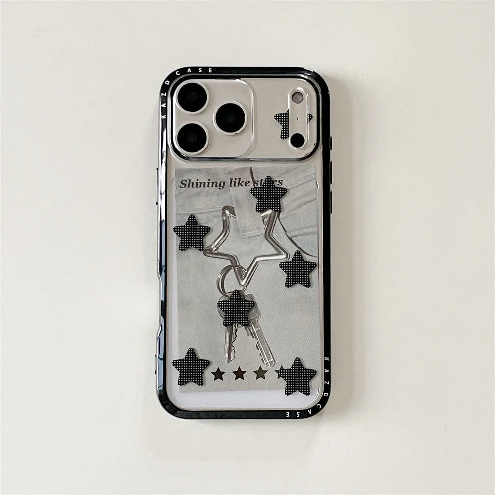 【スタークリア】星柄 カラーフレーム ポップスマホケース|iPhone対応 #241026