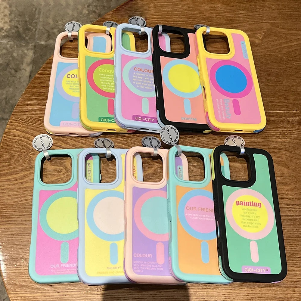 【ポップシリーズ】カラフル幾何学デザイン ポップカラー スマホケース|iPhone対応 #251030