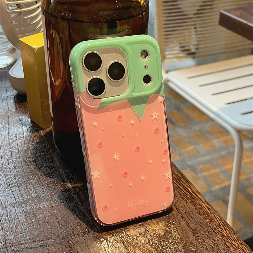 【ぷちぷち吸盤プッシュ】ストロベリー いちごデザイン×プッシュポップ スマホケース|iPhone対応 #250313