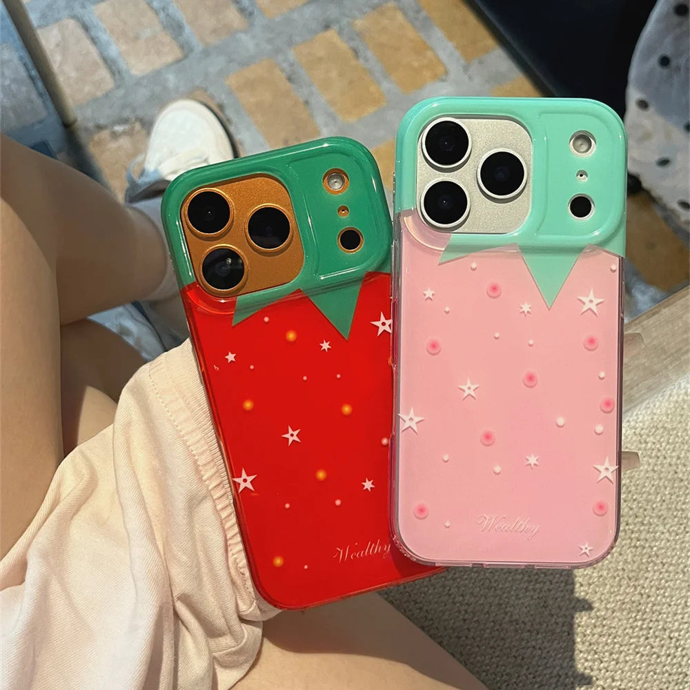 【ぷちぷち吸盤プッシュ】ストロベリー いちごデザイン×プッシュポップ スマホケース|iPhone対応 #250313