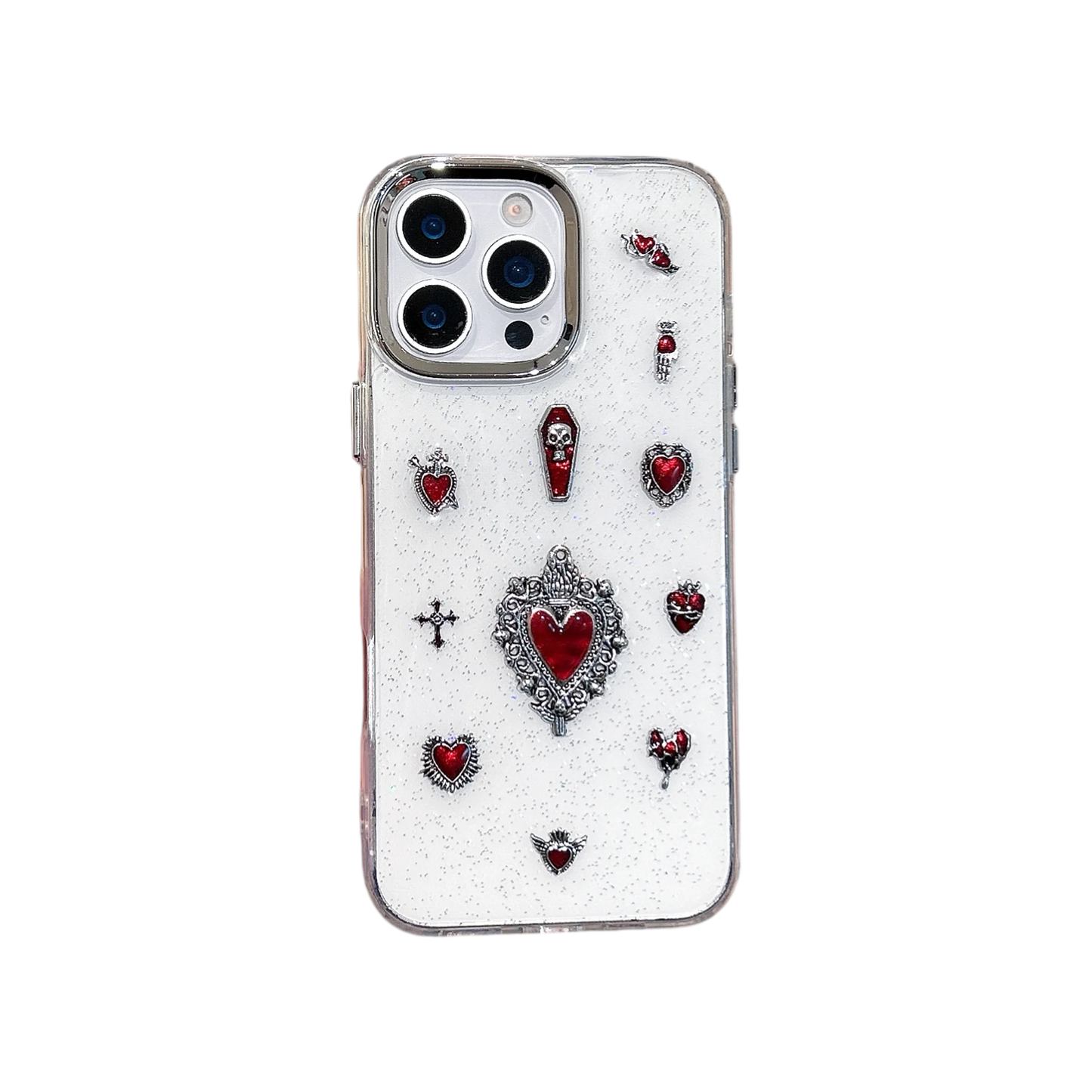 ゴシックハート iPhoneケース|ヴィンテージ風 レッドパーツ デザイン #230710