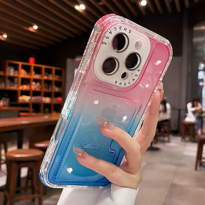 【グラデーションシリーズ】キラキラ透明感 グラデーションカラー カード収納付き スマホケース|iPhone対応 #251022