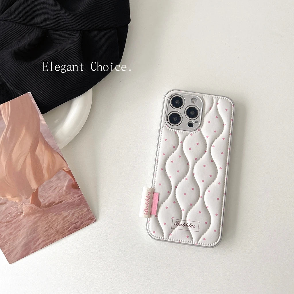 【ウェーブキルティング】ドットステッチ×クッション スマホケース|iPhone対応 #241220