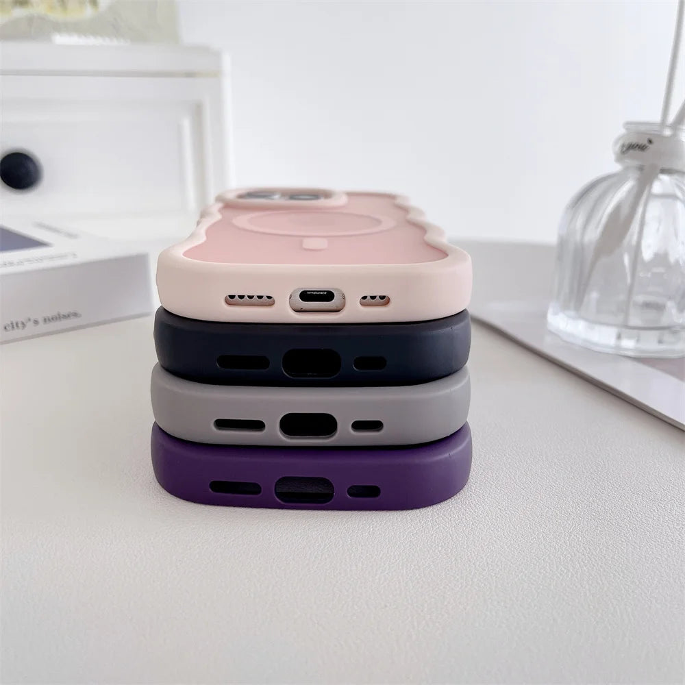 【ウェーブフレーム】くびれシルエット×マグネット対応 半透明 スマホケース|iPhone対応 #250318