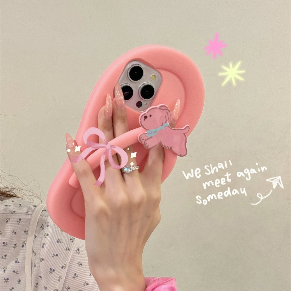【わんこサンダル風デザイン】ゆるかわ立体 ビーサン スマホケース|iPhone対応 #250722