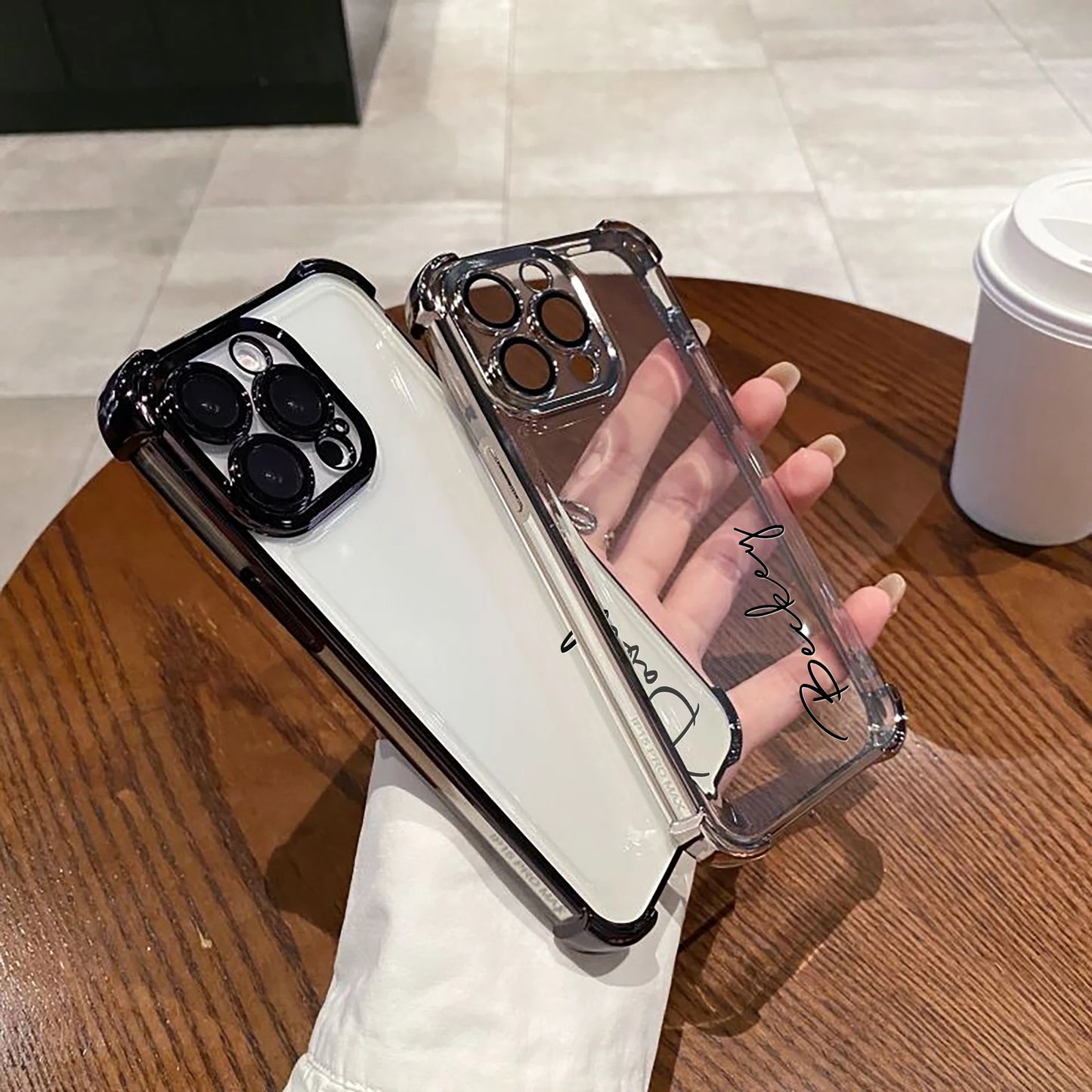 【カスタムシリーズ】名入れOK ソフトTPU×メタリックエッジ スマホケース|iPhone対応 #250321