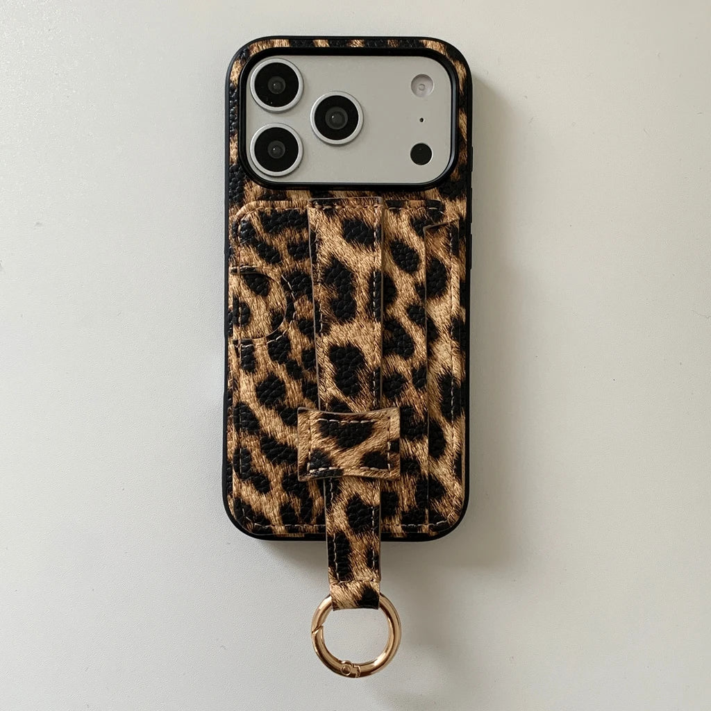 【クラシックハンドトラップ】レザーポケット × キーリング スマホケース|iPhone対応 #240815