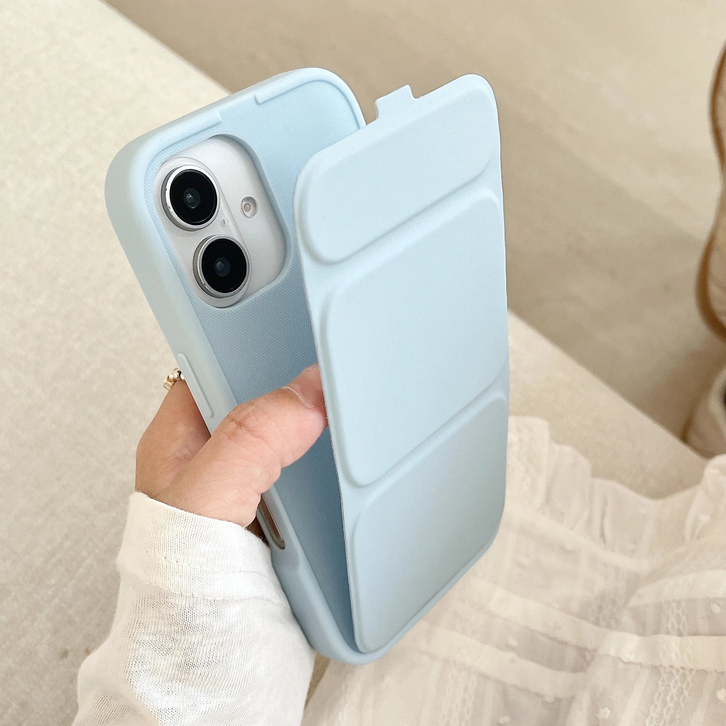 シンプル iPhoneケース|折りたたみスタンド付き・パステルカラー #240529