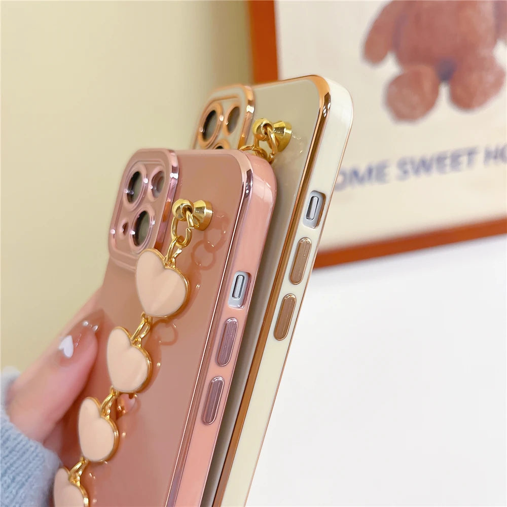 【ぷっくりハートチャーム】カラフルグロス スマホケース|iPhone対応 #250730