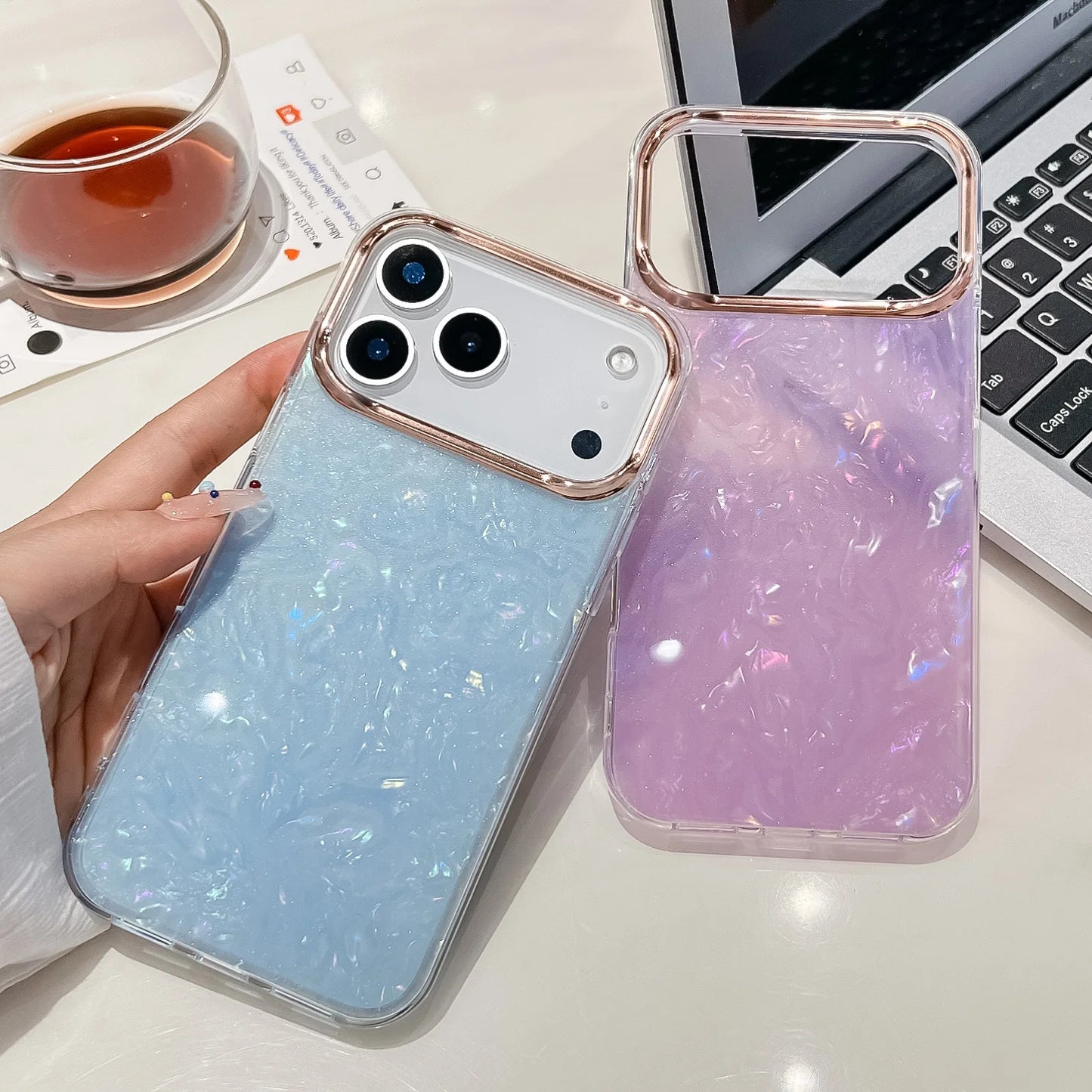 【マーブルシリーズ】大理石風 光沢パール調 クリアフレーム スマホケース|iPhone対応 #251201
