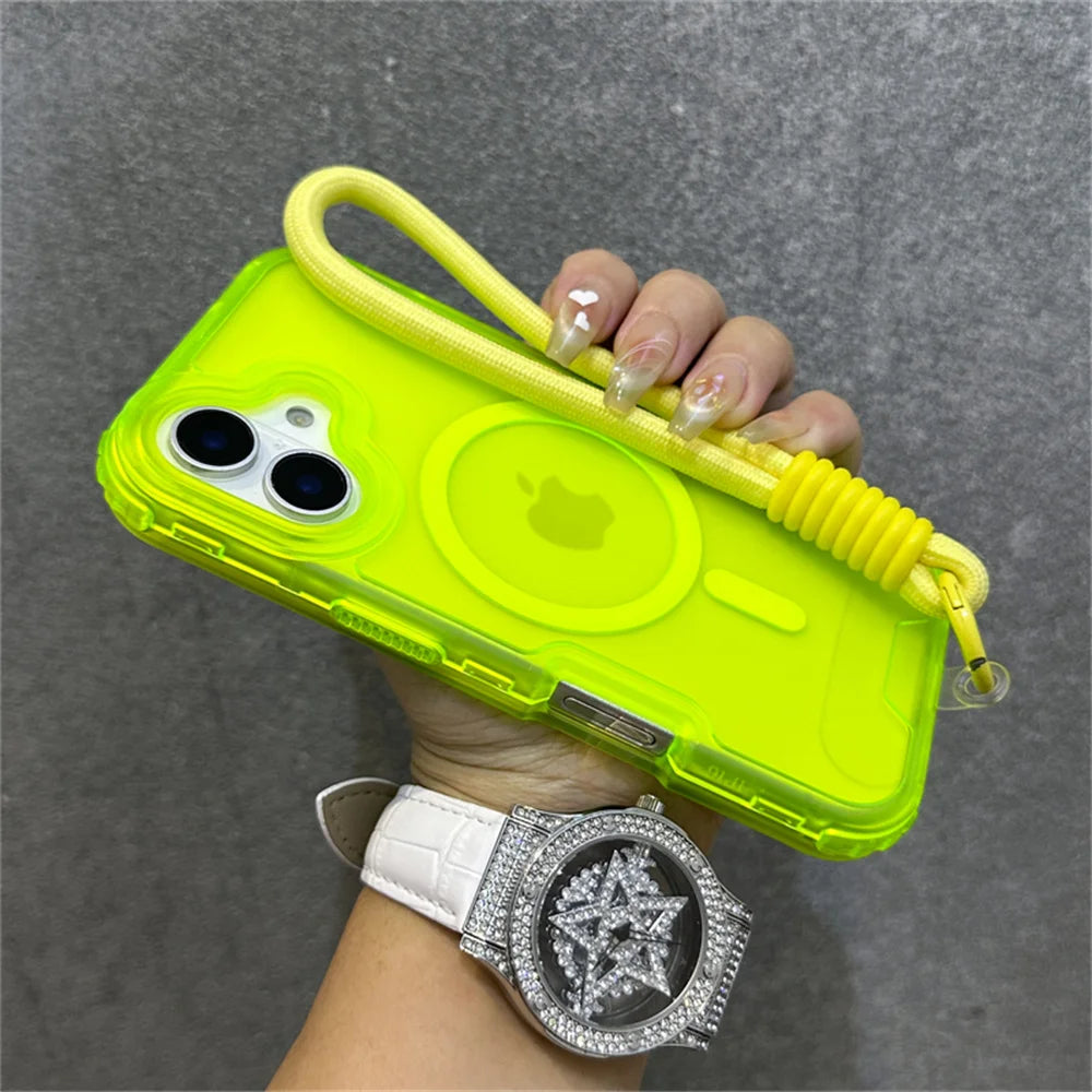【ネオンカラー】マットクリア ロープストラップ付き スマホケース|iPhone対応 #250803