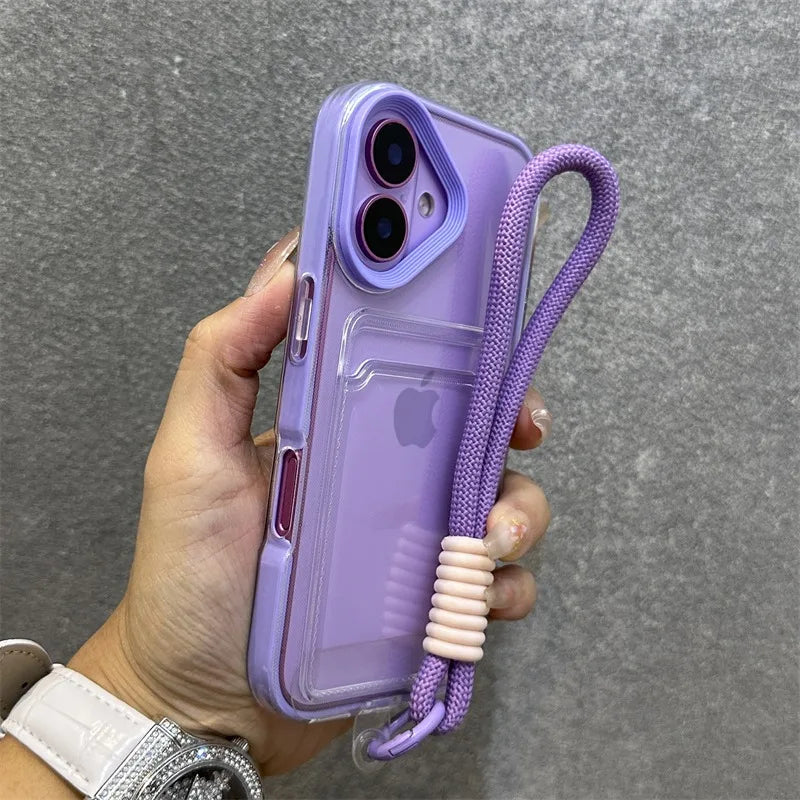 【クリア×ネオンフレーム】カード収納スマホケース|iPhone対応 #250807