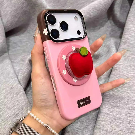 ぷっくり アップルモチーフ Magnet内蔵 iPhoneケース|立体 りんご グリップ #230716