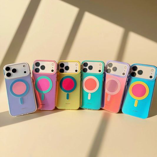 【Magnet内蔵】ネオン グラデーションカラー TPU 耐衝撃 おしゃれ ビビッドカラー グリップ付き スマホケース|iPhone対応 #251230