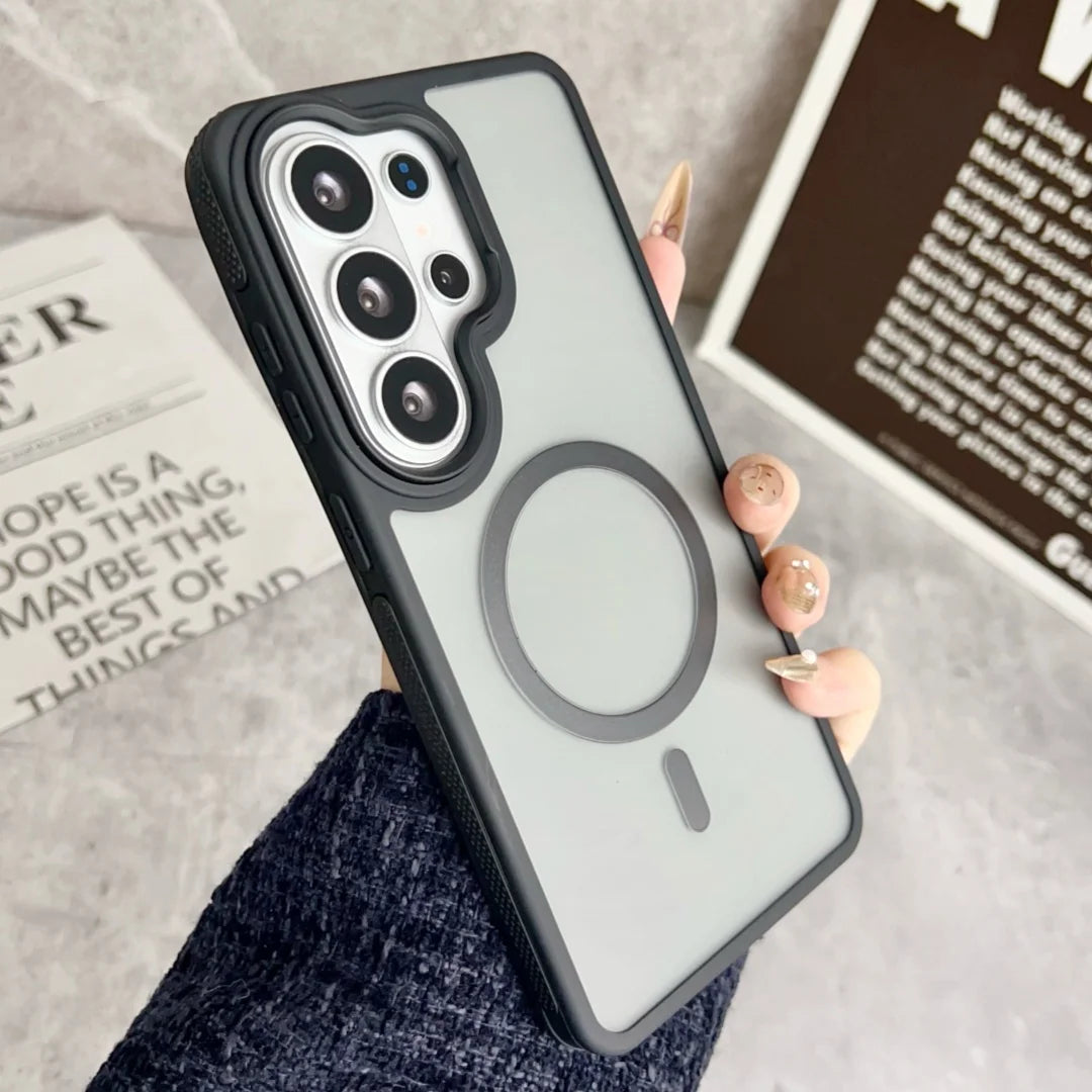 【Galaxy対応】スモーククリア ビビッドフレーム マグネット内蔵ケース 全6色 韓国風・ポップ・スタイリッシュ #261106
