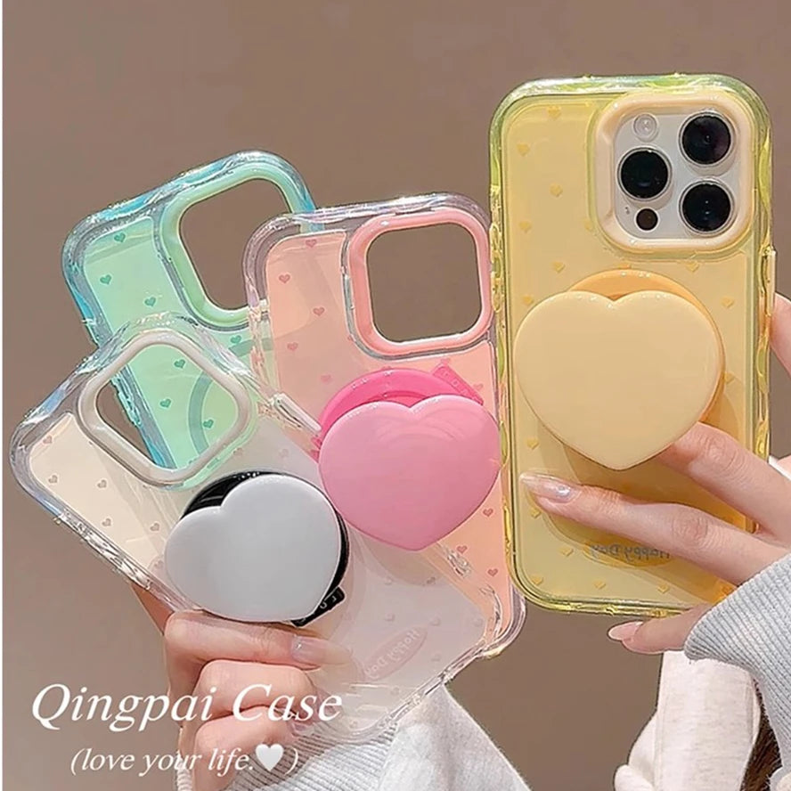【ハートスタンド付き】クリアスマホケース|iPhone対応 #250501