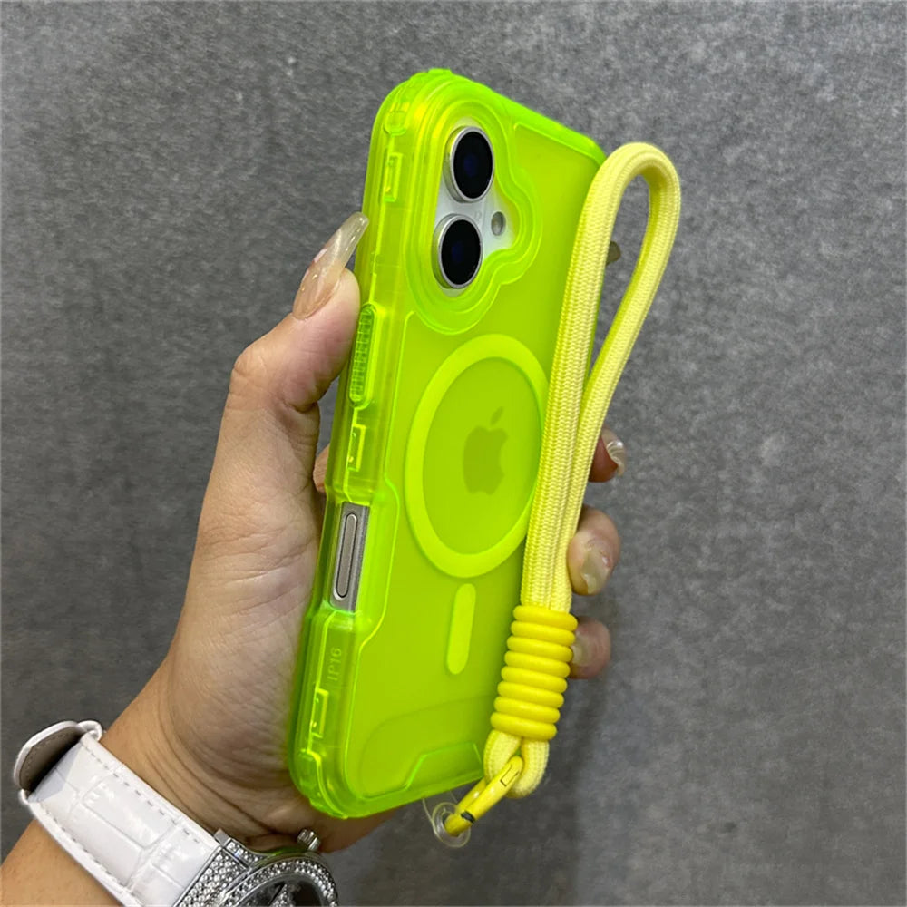 【ネオンカラー】マットクリア ロープストラップ付き スマホケース|iPhone対応 #250803