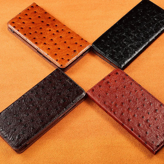 【本革シリーズ】ブックスタイル オーストリッチ調 レザー型押し 手帳型 iPhoneケース #240130