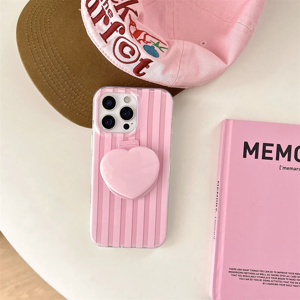 【Heart Grip Clear Stripe Case】ハートグリップクリアストライプケース|iPhone対応 #250223