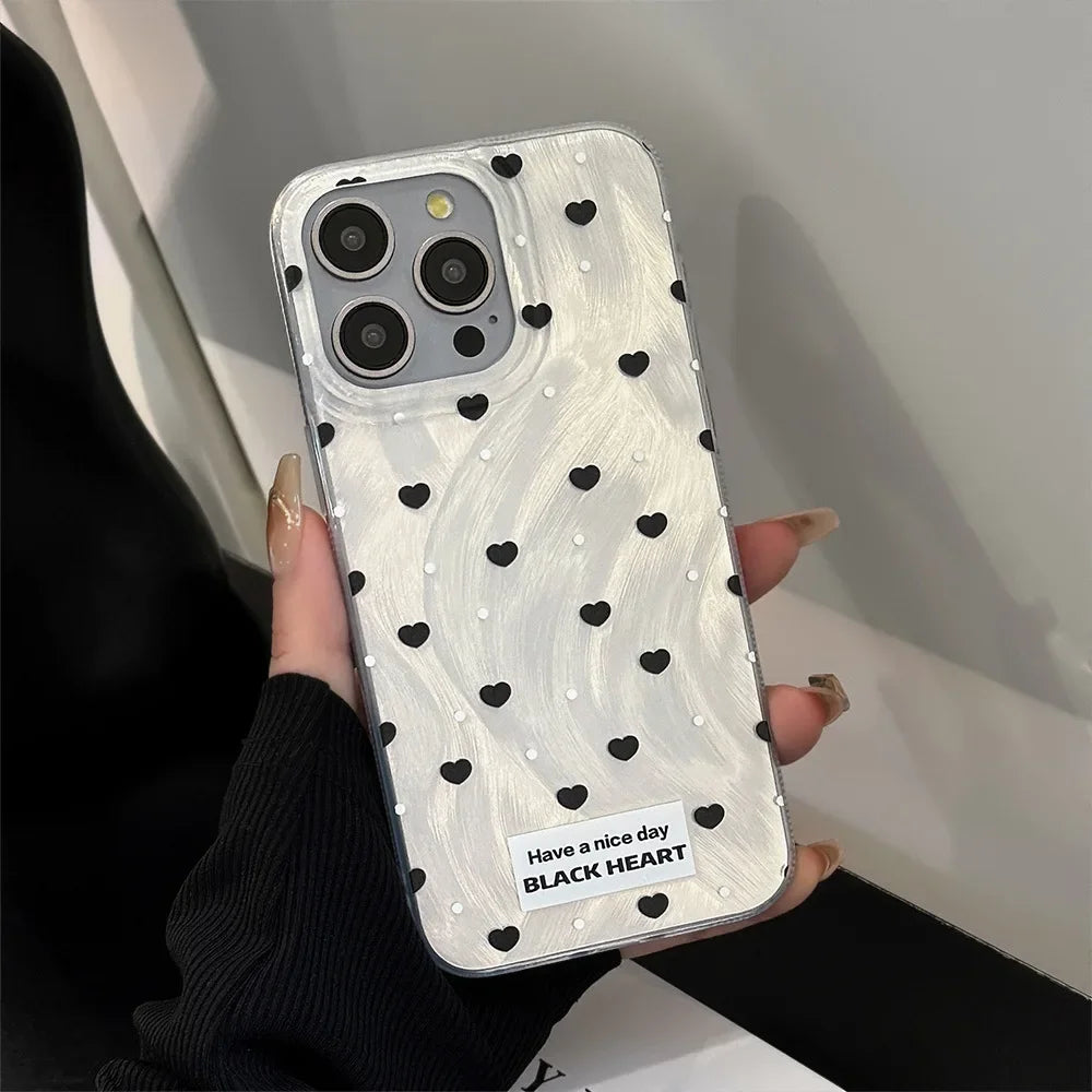 ブラックハートグリップ モノトーンデザイン iPhoneケース|シンプル・大人ガーリー #231018