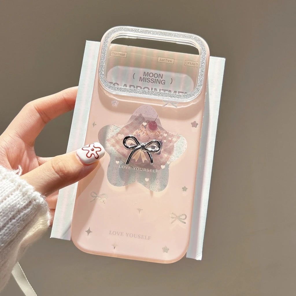 【STAR BOW】星型リボン パステルガーリースマホケース|iPhone対応 #240930