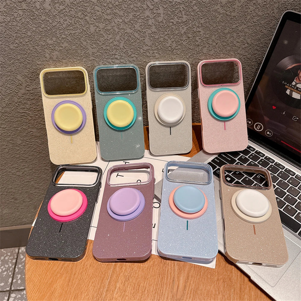 【カラーポップグリップ】キラキラ グリッター ラメ スタンド付き パステルカラー スマホケース|iPhone対応 #250311
