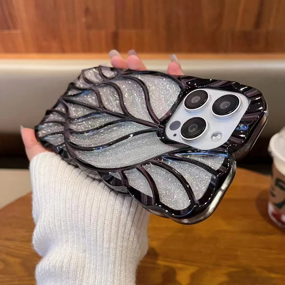 【グリッターツイストライン】ラメ×立体ウェーブライン スマホケース|iPhone対応 #250617