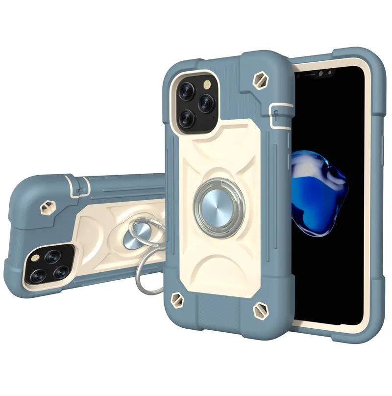 【耐衝撃カラフルリング付きスマホケース】スタンド機能付き|iPhone対応 #250810