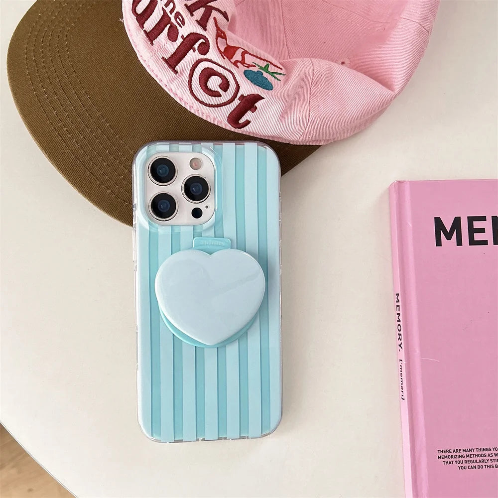 【Heart Grip Clear Stripe Case】ハートグリップクリアストライプケース|iPhone対応 #250223