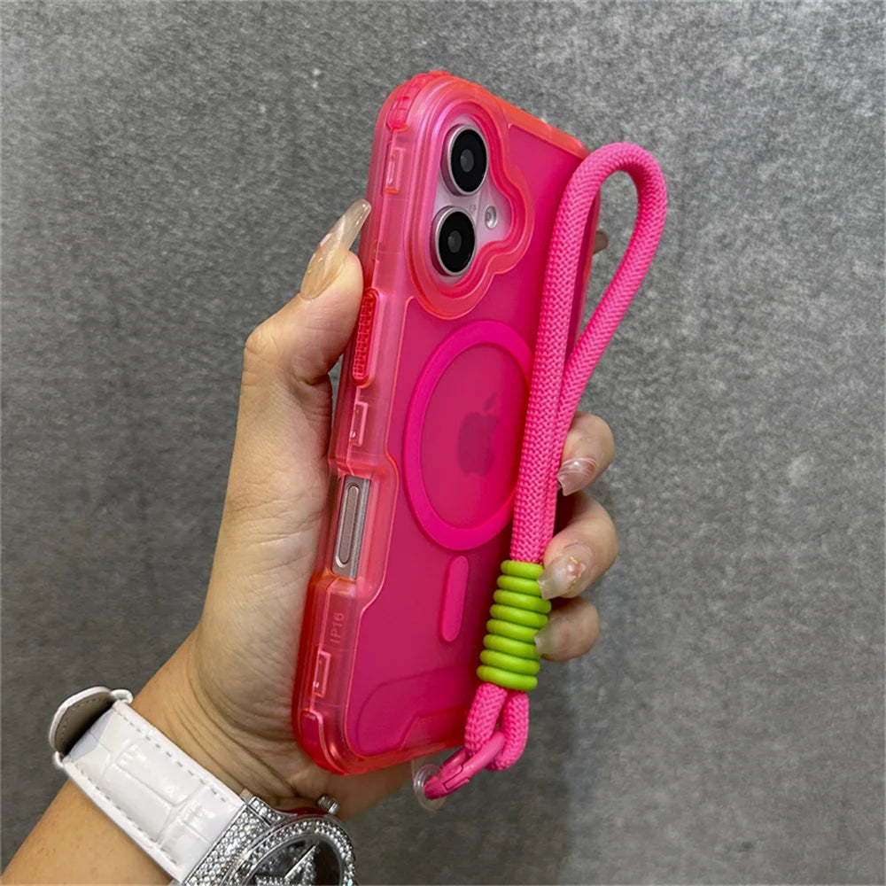 【ネオンカラー】マットクリア ロープストラップ付き スマホケース|iPhone対応 #250803