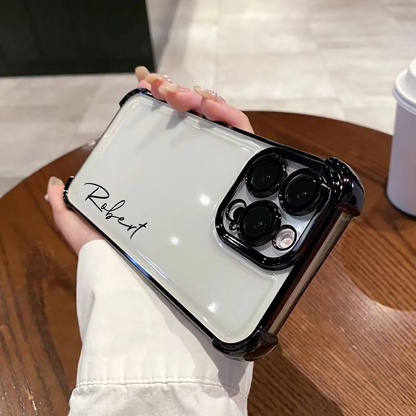 【カスタムシリーズ】名入れOK ソフトTPU×メタリックエッジ スマホケース|iPhone対応 #250321