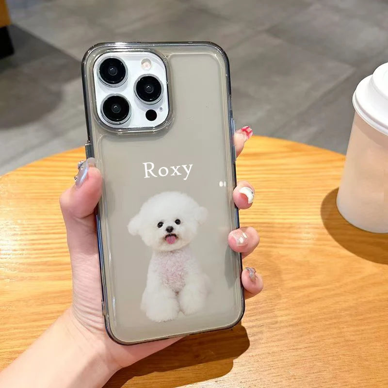 【ウチのコCASE】ペット写真 × カスタム ネーム 印字 クリア フォトケース|iPhone対応 #241008