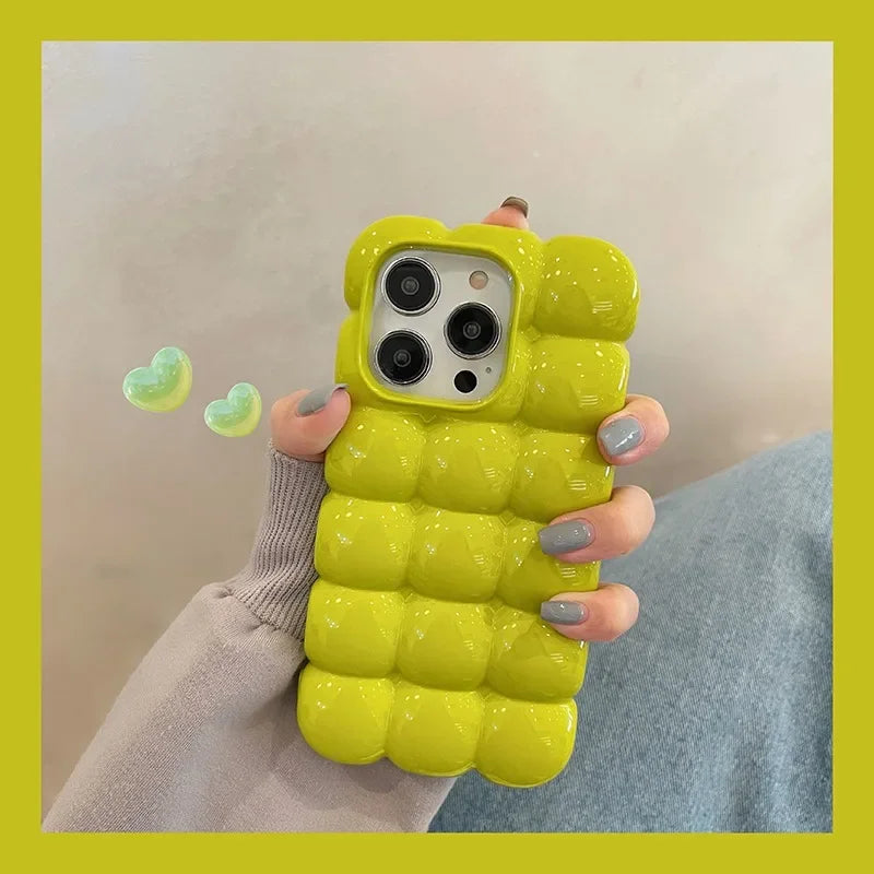 【ぽこぽこブロック】ぷっくりバブルスマホケース|iPhone対応 #250702