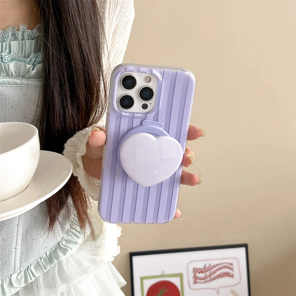 【Heart Grip Clear Stripe Case】ハートグリップクリアストライプケース|iPhone対応 #250223