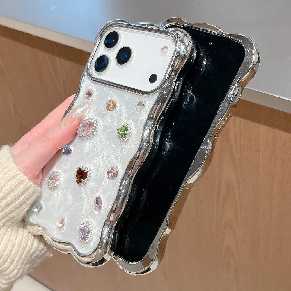 ジュエリー ウェーブフレーム クリア iPhoneケース|ビジューミックスデザイン #240413