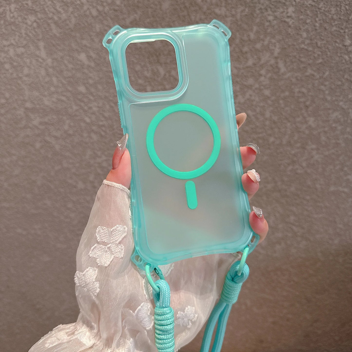 ビビッドカラー バンパー ストラップ付き Magnet内蔵 iPhoneケース|クリア・ポップ #260057