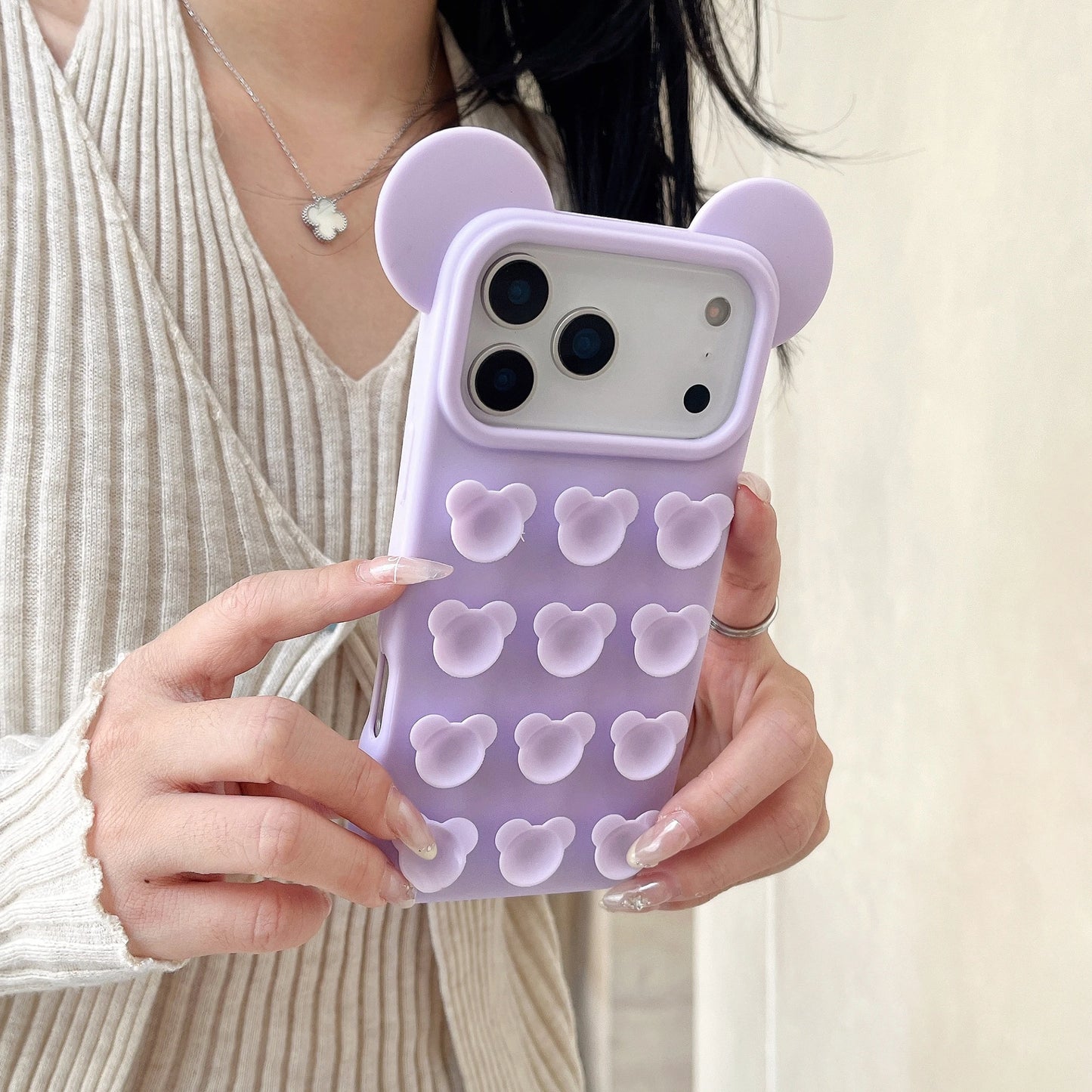 【ベアポップ】くまみみ × ポップバブル スマホケース|iPhone対応 #240811