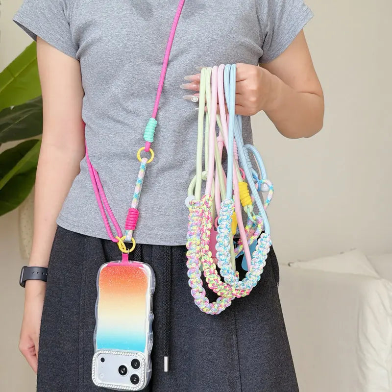 スマホストラップ】編み込みスマホショルダー ストラップ｜カラフル