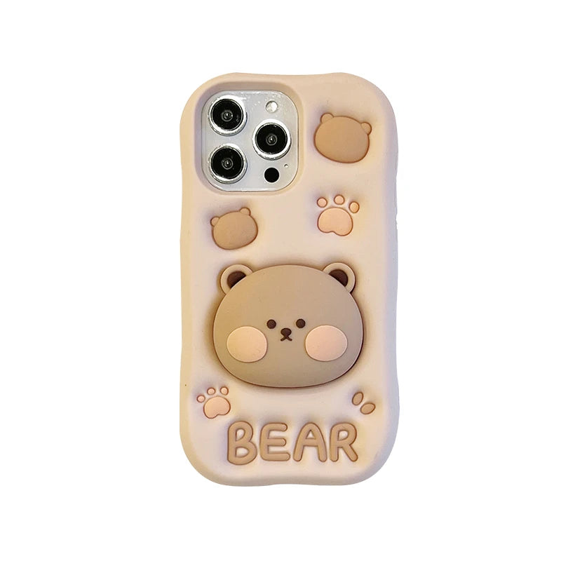 【アニマルシリーズ】立体くま&肉球 かわいい3Dデザイン スマホケース|iPhone対応 #250912