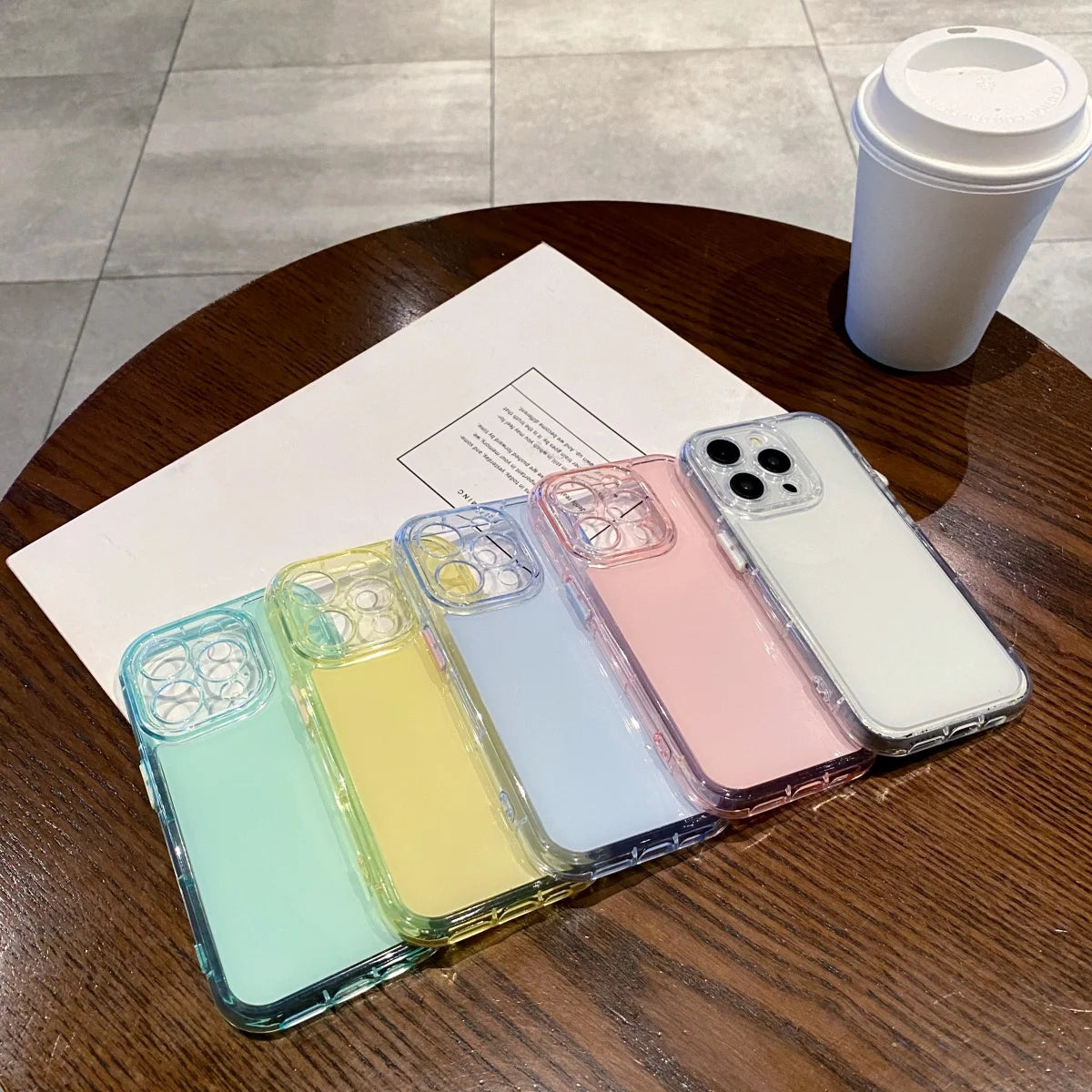 【パステルクリアカラー】シンプル×上品ハイブリッドケース|iPhone対応 #250519