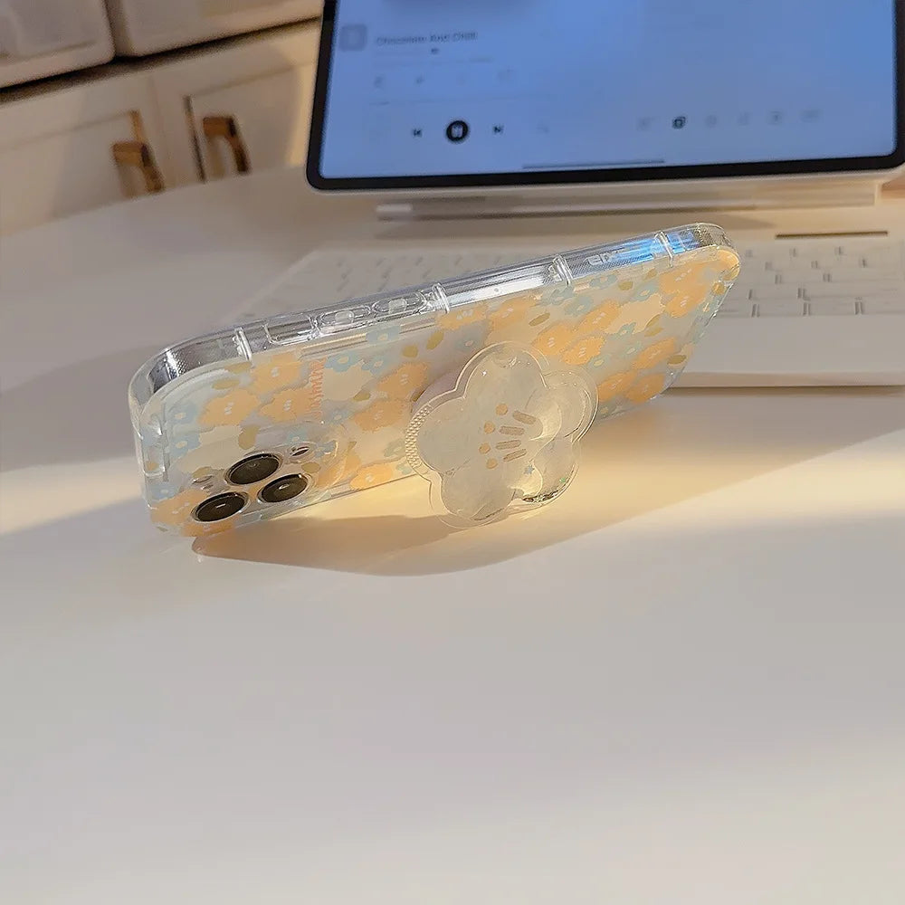 【クリアブロッサム】3Dフラワースタンド × 透明フローラルデザイン スマホケース|iPhone対応 #250630