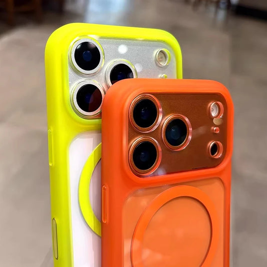 ネオンカラー クリアiPhoneケース|マグネット内蔵・透明デザイン #231214