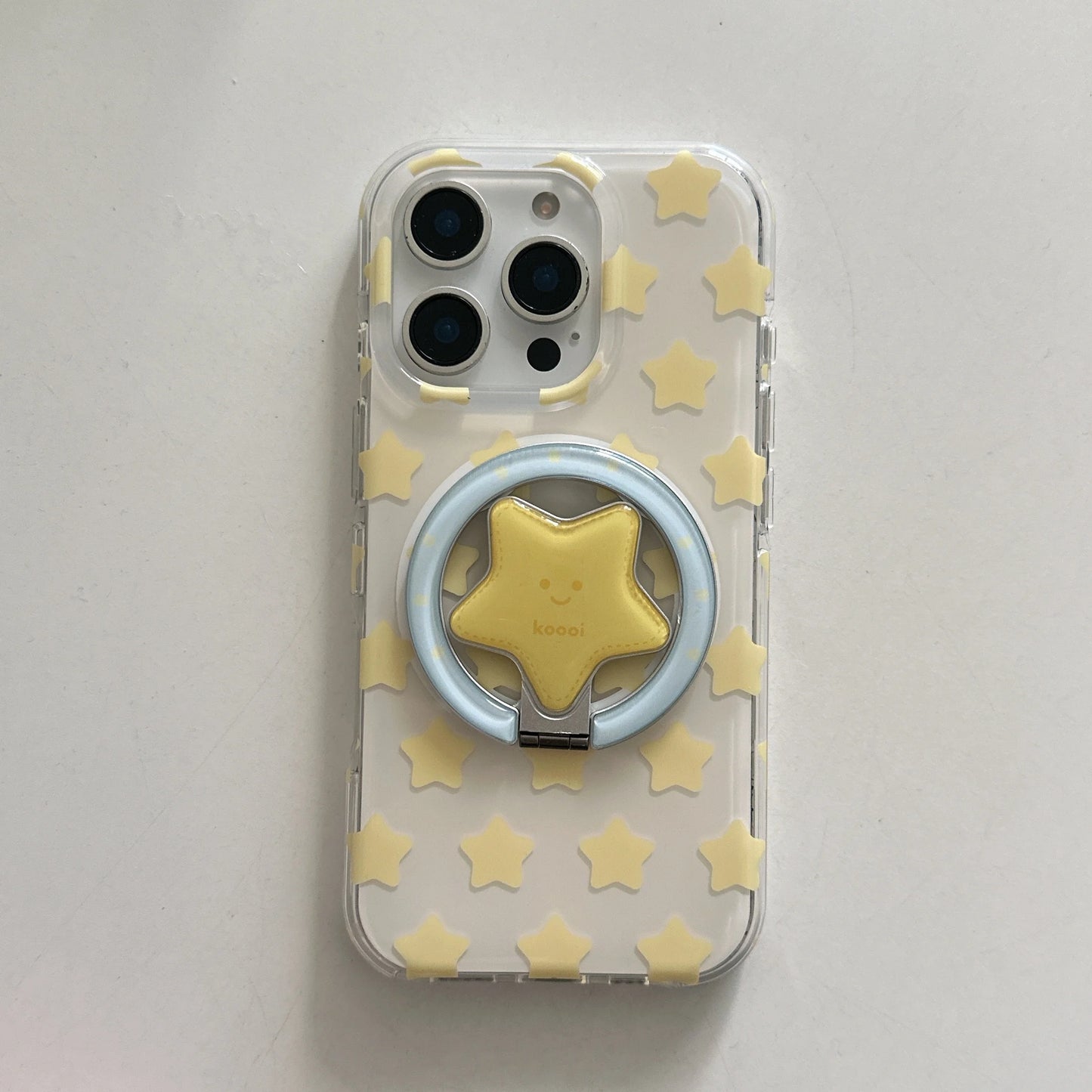 スターリング付き iPhoneケース|Magnet内蔵・星モチーフ・クリアケース #230807