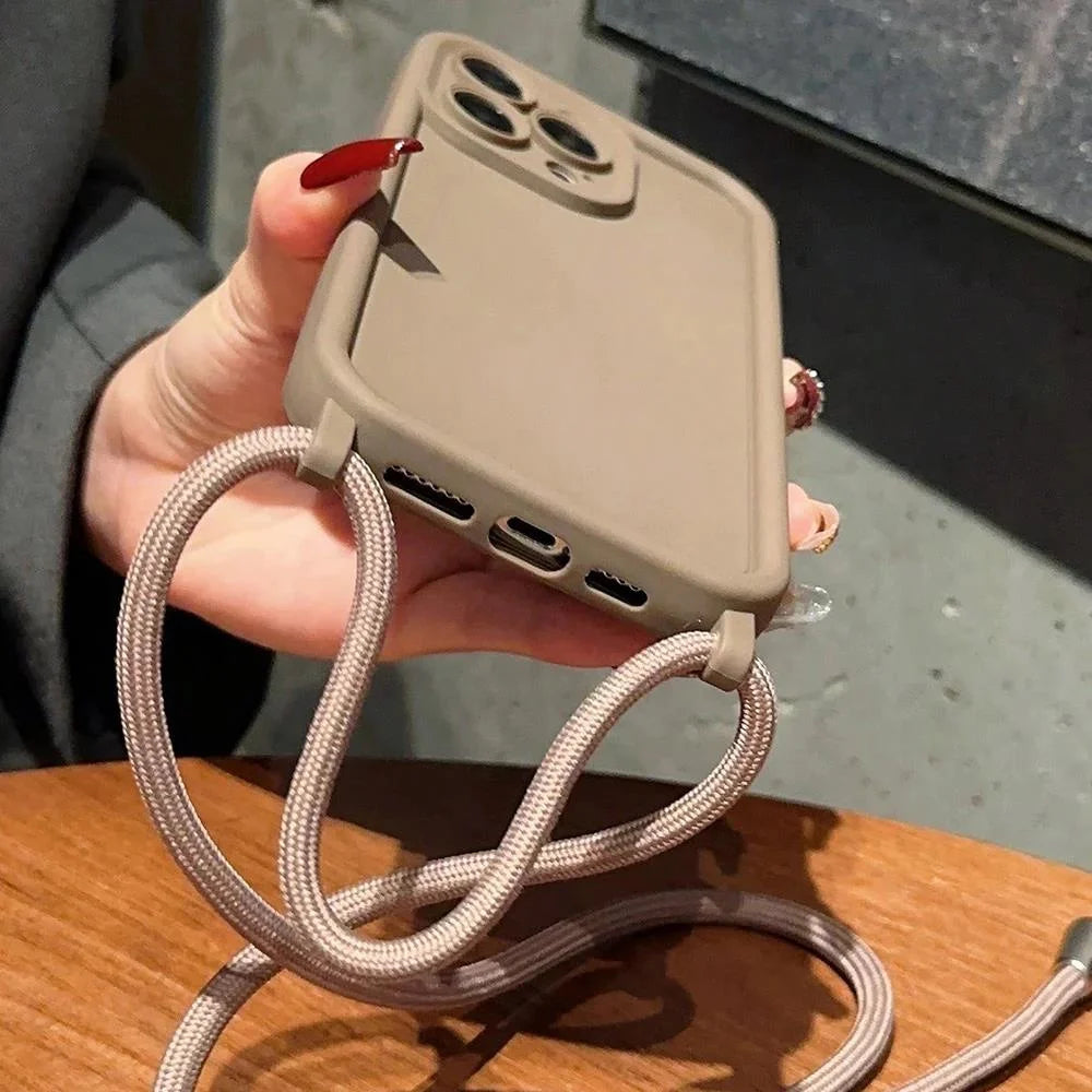 【シンプルシリーズ】無地ショルダーストラップ付き おしゃれ肩掛け スマホケース|iPhone対応 #250901