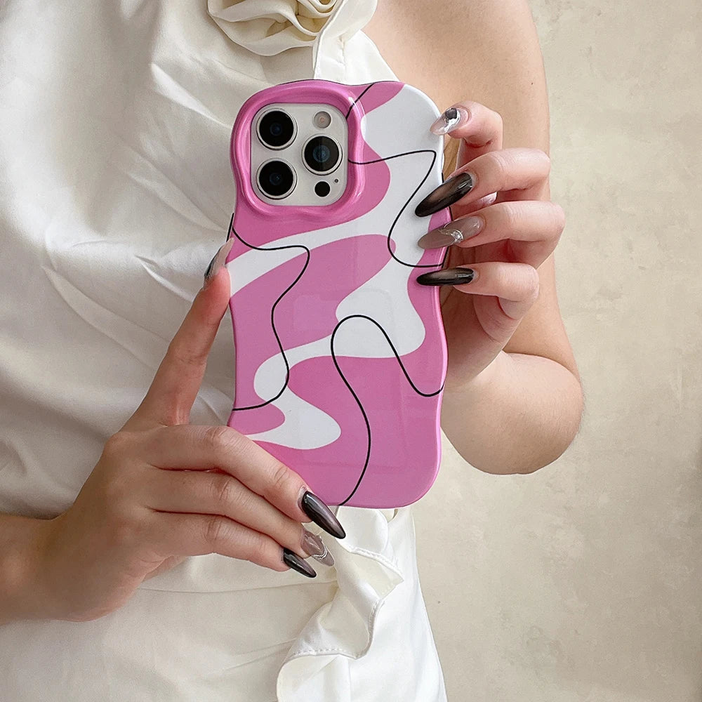 アートカーブデザイン iPhoneケース|カラフル 韓国風ウェーブケース #260321