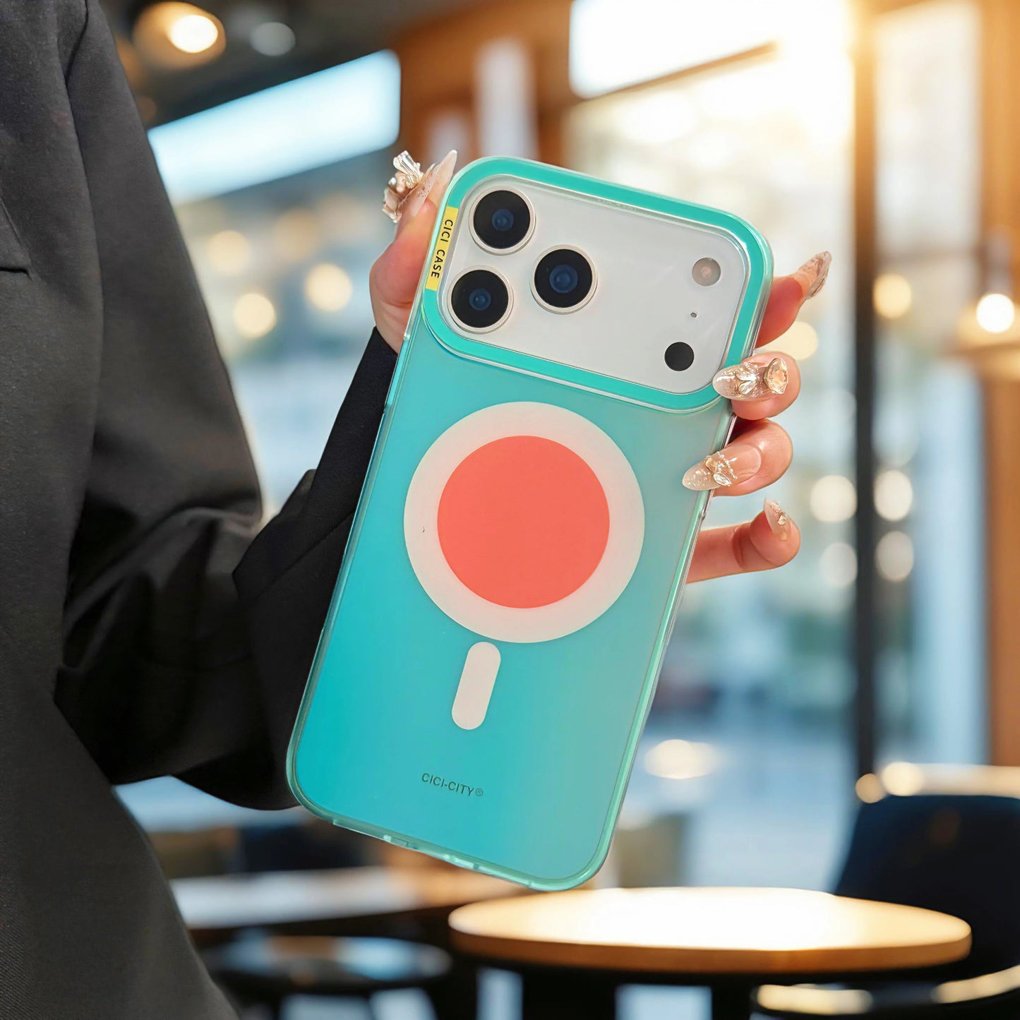 【MagSafe対応】ネオン グラデーションカラー TPU 耐衝撃 おしゃれ ビビッドカラー ポップソケット付き スマホケース|iPhone対応 #251230